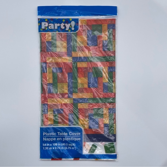 Building Block Style Plastic Table Covers (3 Pack) Party Decor 54”x108” - Picture 10 of 11